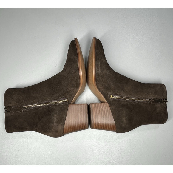 Talbot Ankle Boots Womens 6M Brown Suede Leather Pointed Toe Block Heel Side Zip - Picture 5 of 8